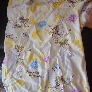 Tinker Bell Fairy Print Scrub Top Size 2x- Yellow & Pink Floral
